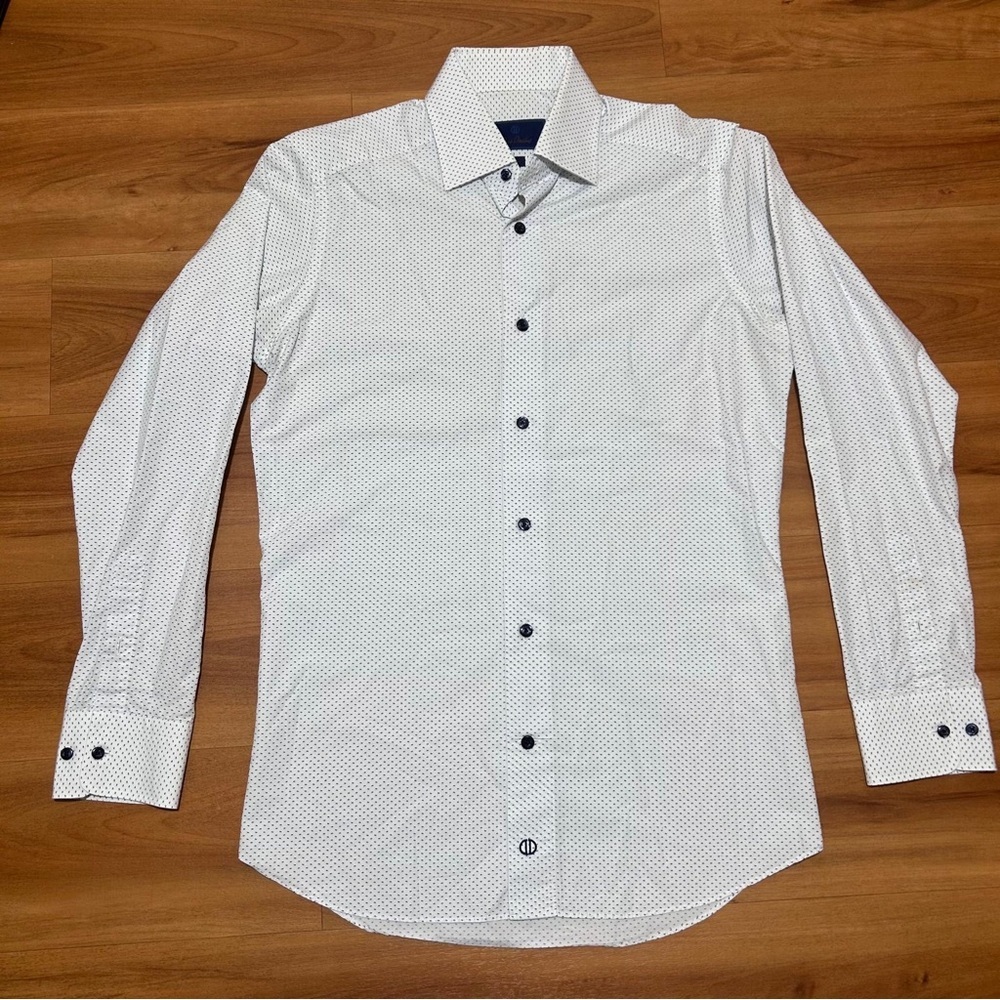 David‎ Donahue Men's White Patterned Shirt